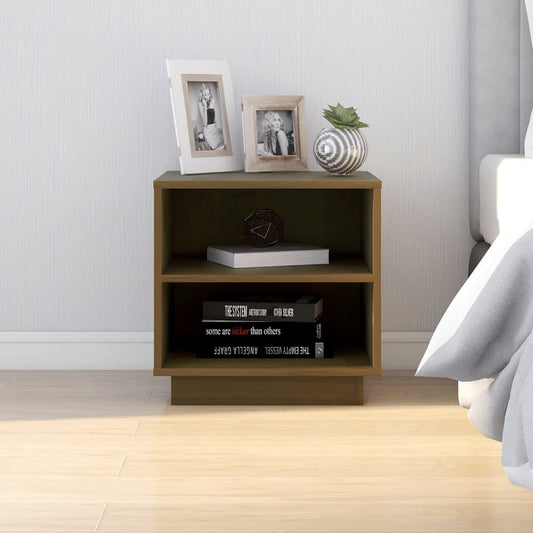 Comodino Marrone Ambrato 40x34x40 cm in Legno Massello di Pino - homemem39