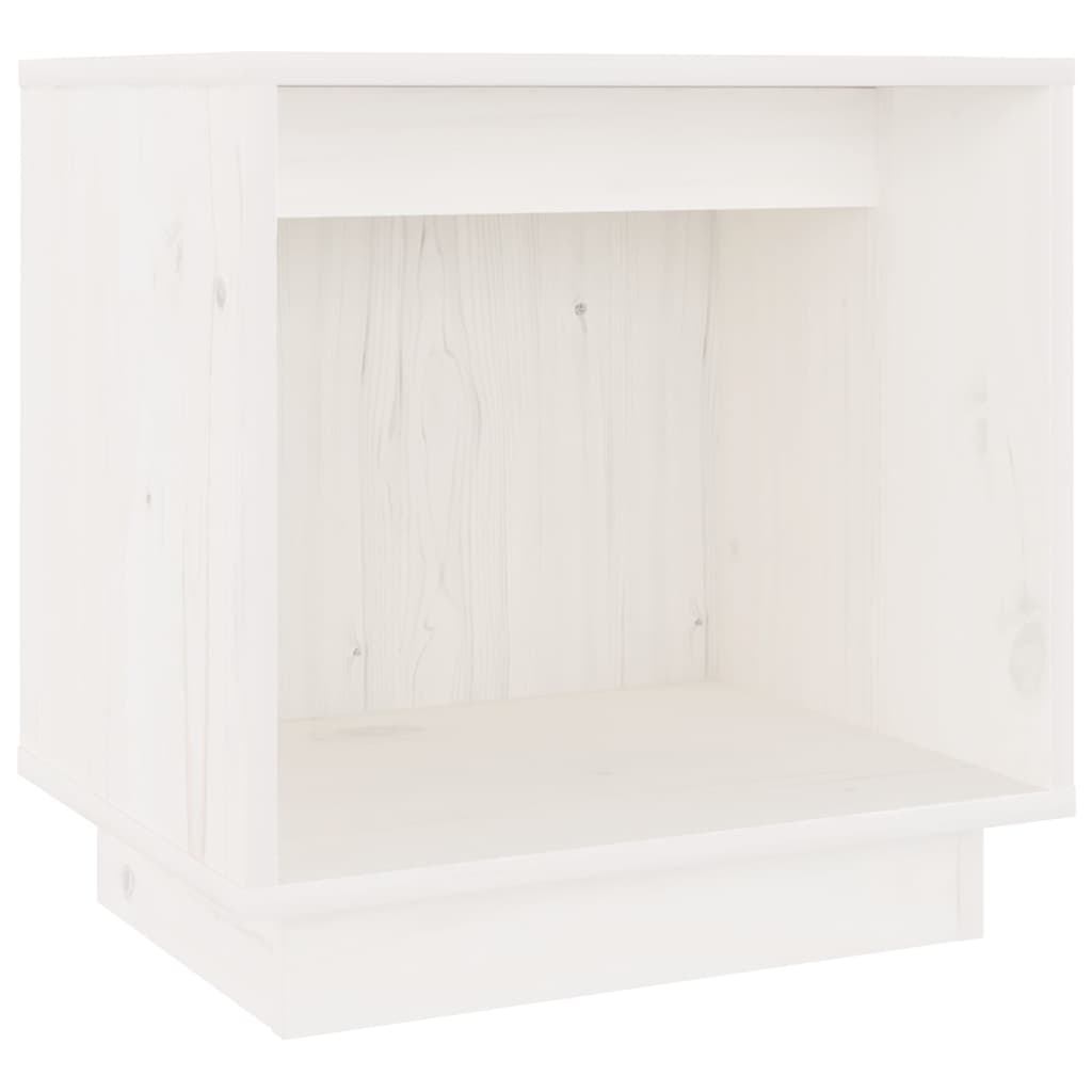 Comodino Bianco 40x30x40 cm in Legno Massello di Pino - homemem39