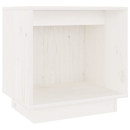 Comodino Bianco 40x30x40 cm in Legno Massello di Pino - homemem39