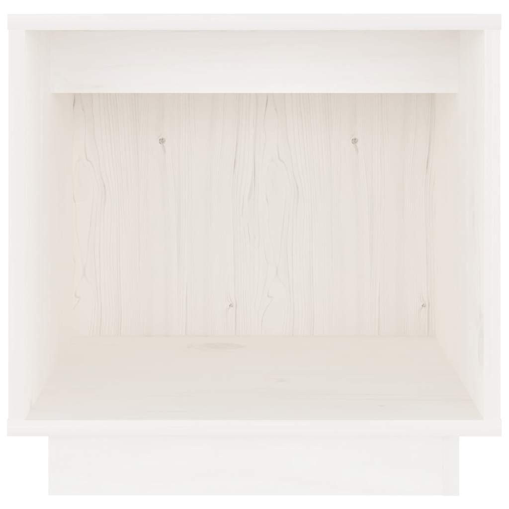 Comodino Bianco 40x30x40 cm in Legno Massello di Pino