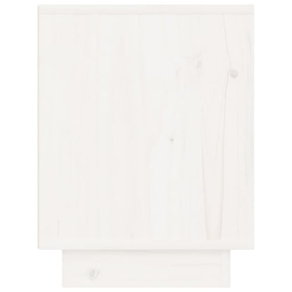 Comodino Bianco 40x30x40 cm in Legno Massello di Pino - homemem39