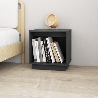 Comodini 2 pz Grigi 40x30x40 cm in Legno Massello di Pino - homemem39