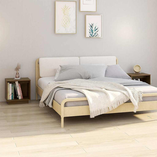 Comodini 2 pz Ambra 40x30x40 cm in Legno Massello di Pino