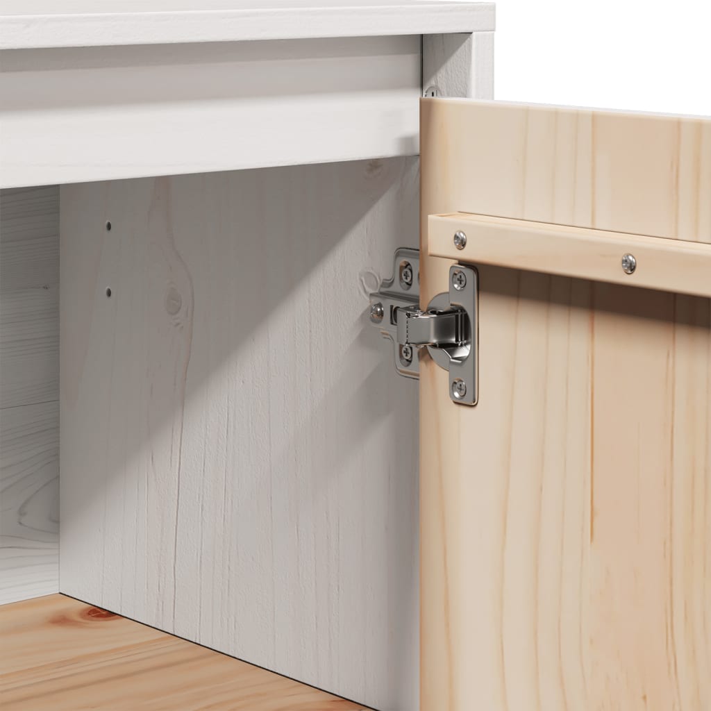 Credenza Bianca 60x34x75 cm in Legno Massello di Pino