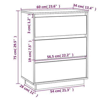 Credenza Bianca 60x34x75 cm in Legno Massello di Pino - homemem39