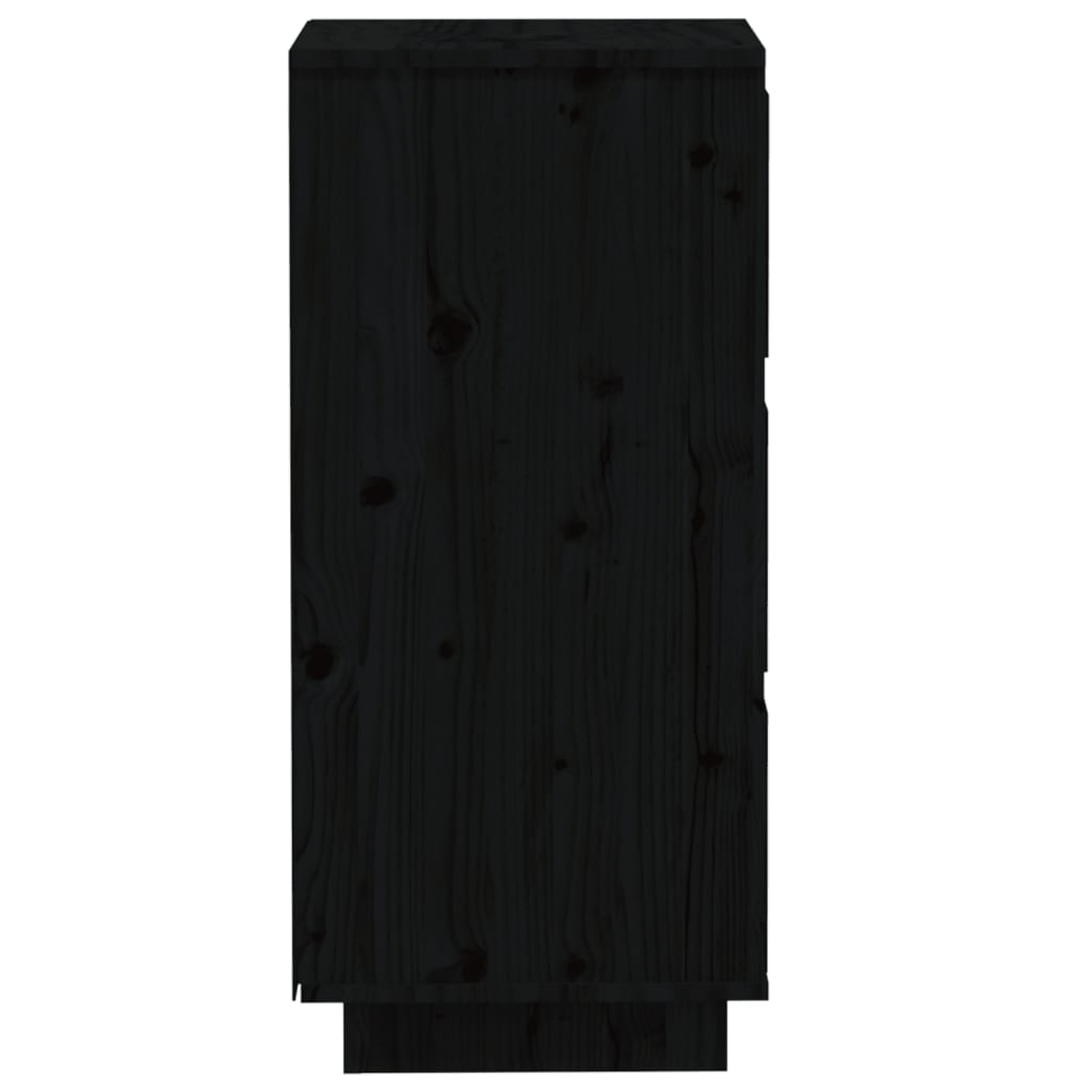 Credenze Nere 2 pz 32x34x75 cm in Legno Massello di Pino - homemem39