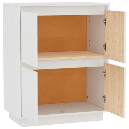 Credenza Bianca 60x34x75 cm in Legno Massello di Pino - homemem39