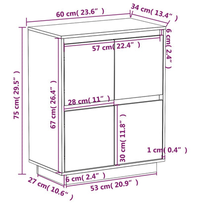 Credenza Marrone Ambra 60x34x75 cm in Legno Massello di Pino - homemem39