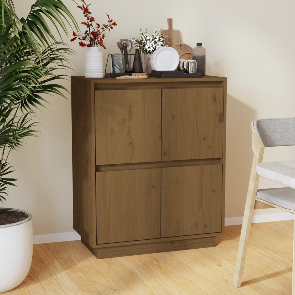 Credenza Marrone Ambra 60x34x75 cm in Legno Massello di Pino - homemem39