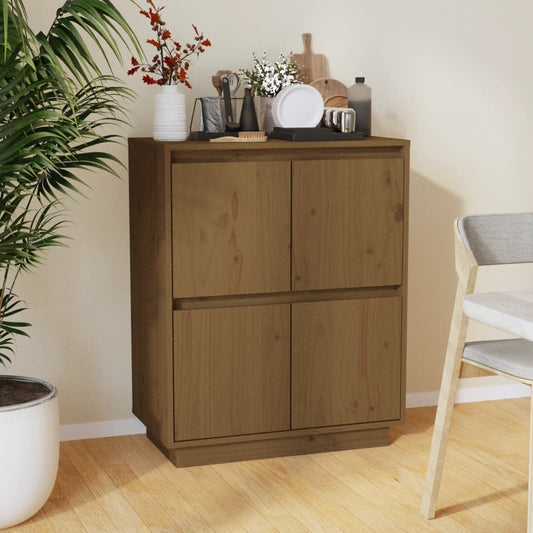 Credenza Marrone Ambra 60x34x75 cm in Legno Massello di Pino - homemem39
