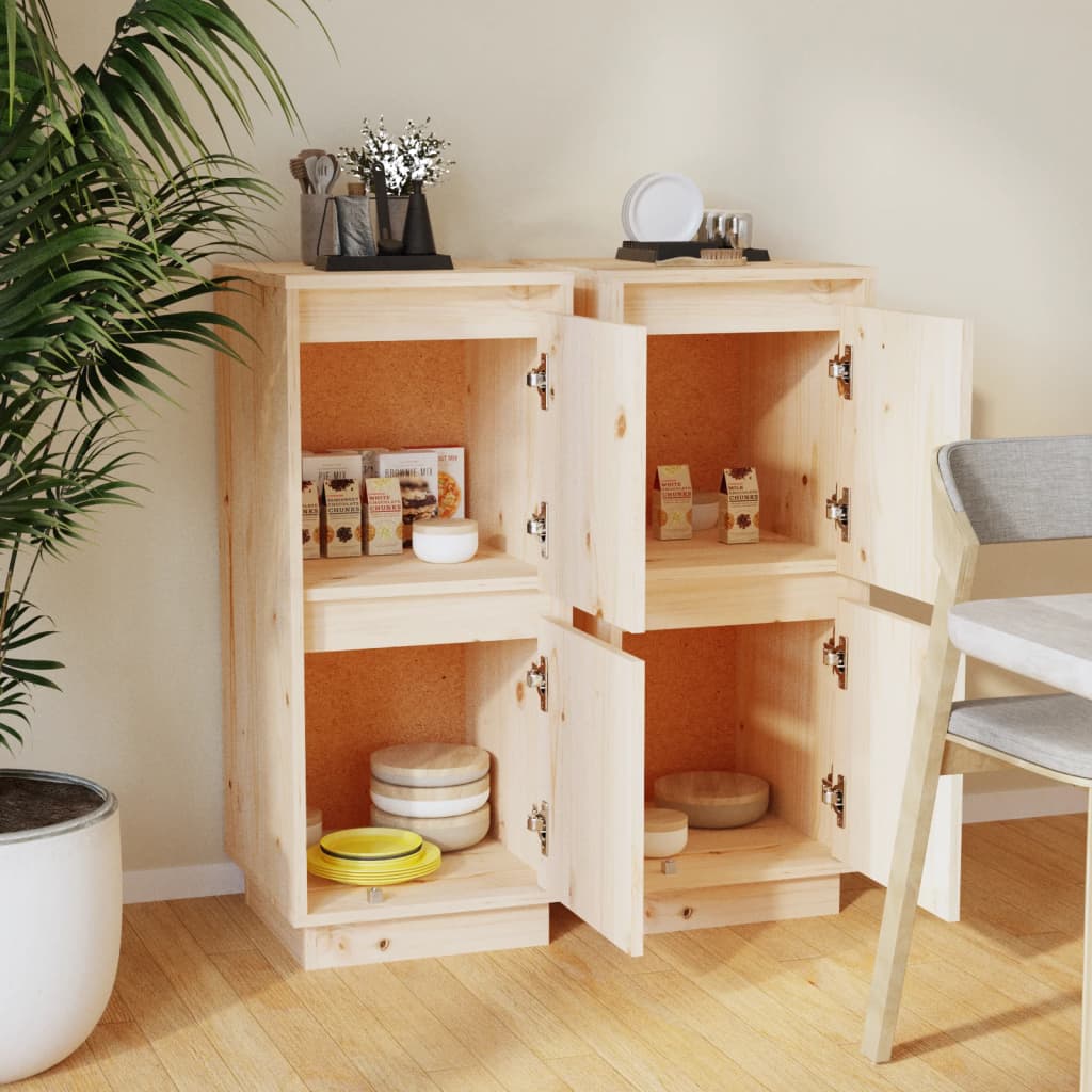 Credenze 2 pz 31,5x34x75 cm in Legno Massello di Pino | homemem39