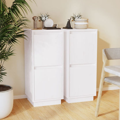 Credenze 2 pz Bianco 31,5x34x75 cm in Legno Massello di Pino - homemem39