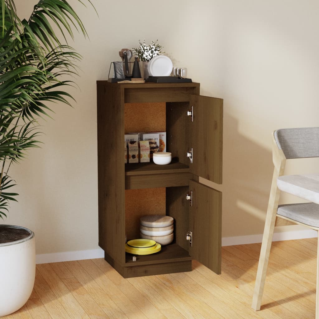 Credenza Marrone Ambra 31,5x34x75 cm in Legno Massello di Pino - homemem39