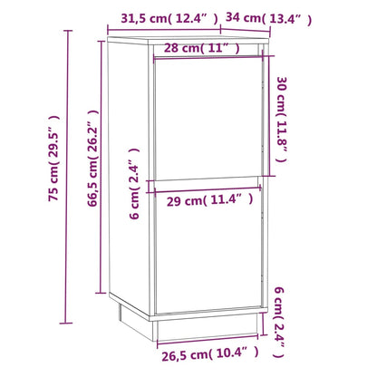 Credenza Marrone Ambra 31,5x34x75 cm in Legno Massello di Pino - homemem39