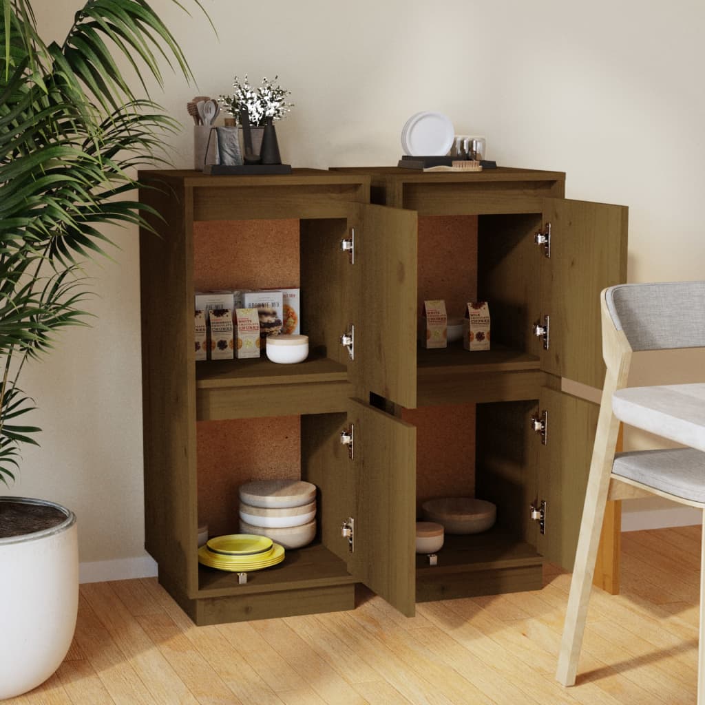 Credenze 2 pz Ambra 31,5x34x75 cm in Legno Massello di Pino - homemem39