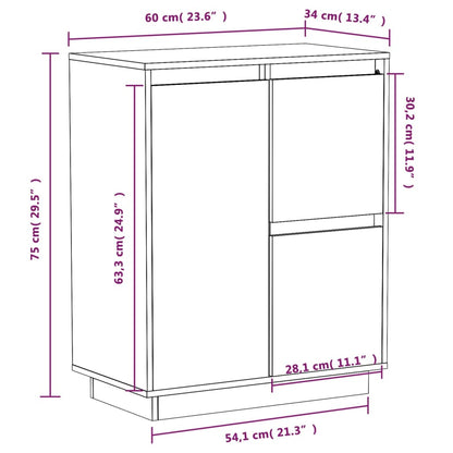 Credenza Marrone Ambra 60x34x75 cm in Legno Massello di Pino - homemem39