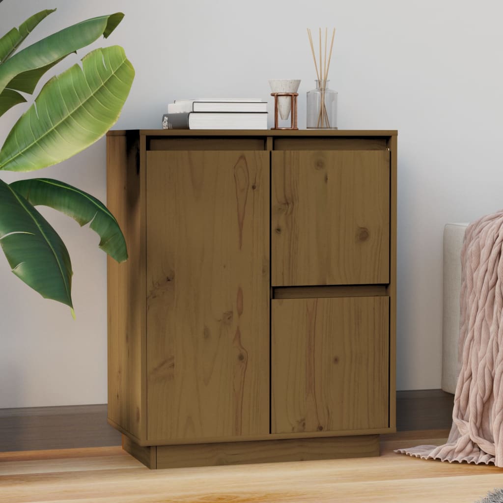 Credenza Marrone Ambra 60x34x75 cm in Legno Massello di Pino - homemem39