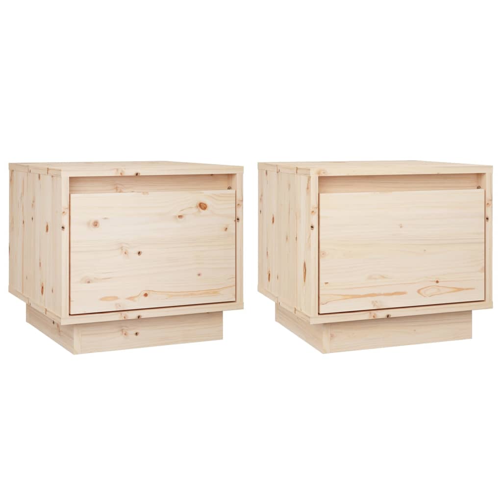 Comodini 2 pz 35x34x32 cm in Legno Massello di Pino