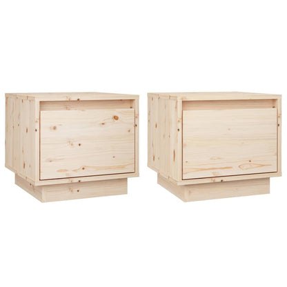 Comodini 2 pz 35x34x32 cm in Legno Massello di Pino