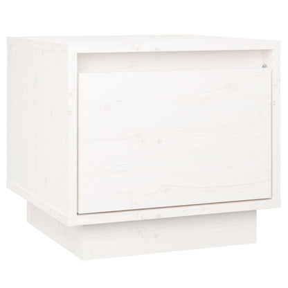 Comodino Bianco 35x34x32 cm in Legno Massello di Pino - homemem39