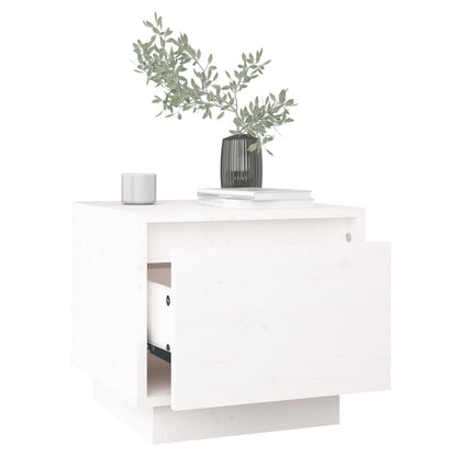 Comodino Bianco 35x34x32 cm in Legno Massello di Pino - homemem39