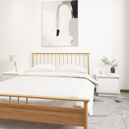 Comodini 2 pz Bianchi 35x34x32 cm in Legno Massello di Pino - homemem39