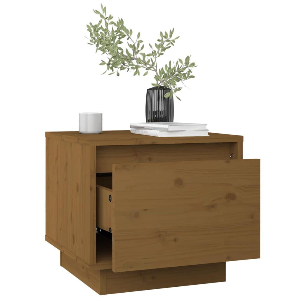 Comodino Marrone Ambrato 35x34x32 cm in Legno Massello di Pino - homemem39