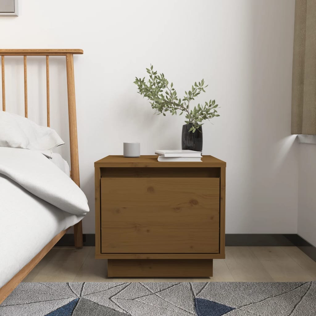 Comodini 2 pz Ambrati 35x34x32 cm in Legno Massello di Pino - homemem39