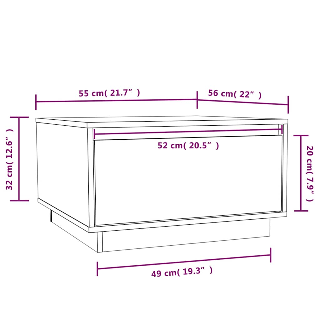 Tavolino da Salotto 55x56x32 cm Legno Massello di Pino | homemem39