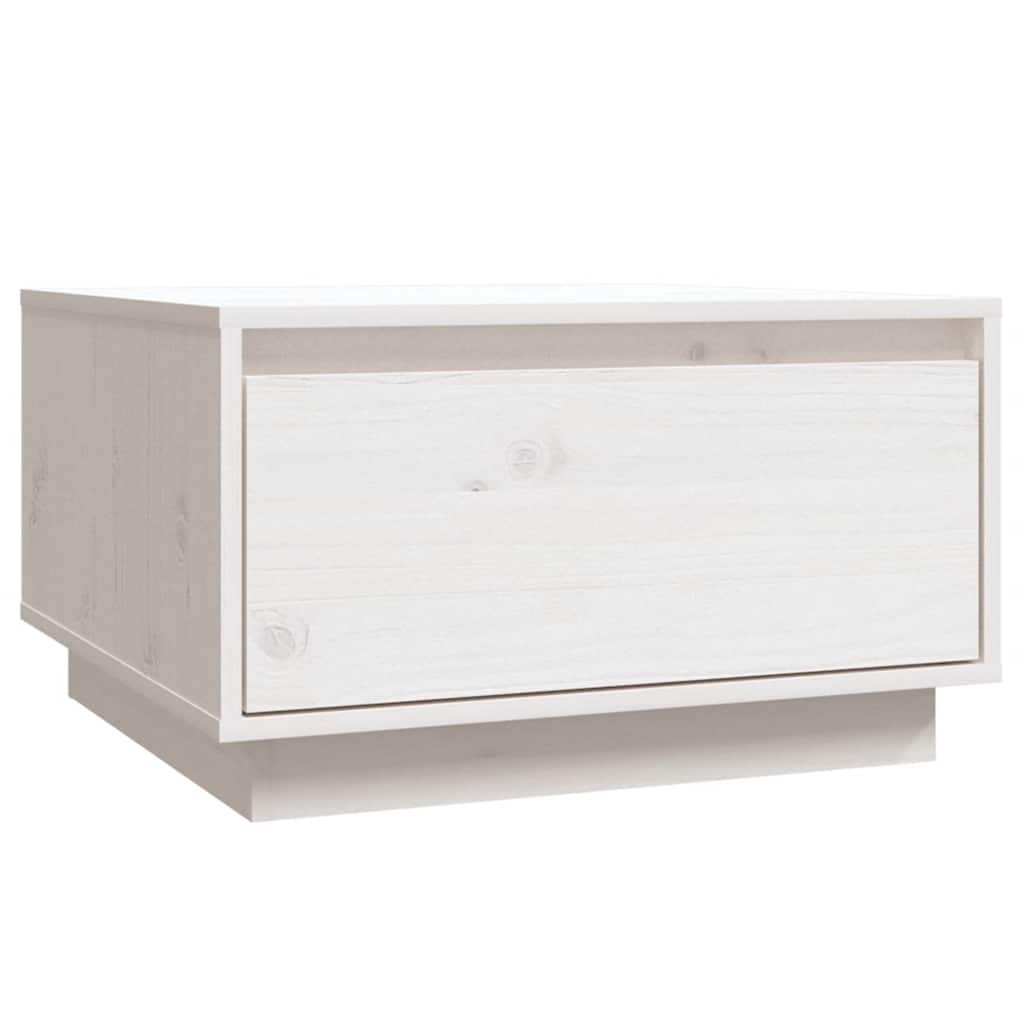 Tavolino da Salotto Bianco 55x56x32 cm Legno Massello di Pino | homemem39
