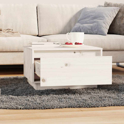 Tavolino da Salotto Bianco 55x56x32 cm Legno Massello di Pino | homemem39