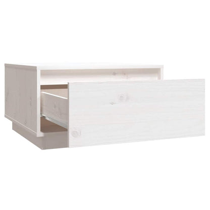 Tavolino da Salotto Bianco 55x56x32 cm Legno Massello di Pino | homemem39
