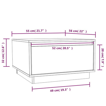 Tavolino da Salotto Bianco 55x56x32 cm Legno Massello di Pino | homemem39