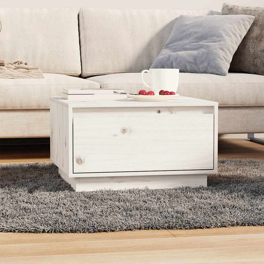 Tavolino da Salotto Bianco 55x56x32 cm Legno Massello di Pino | homemem39