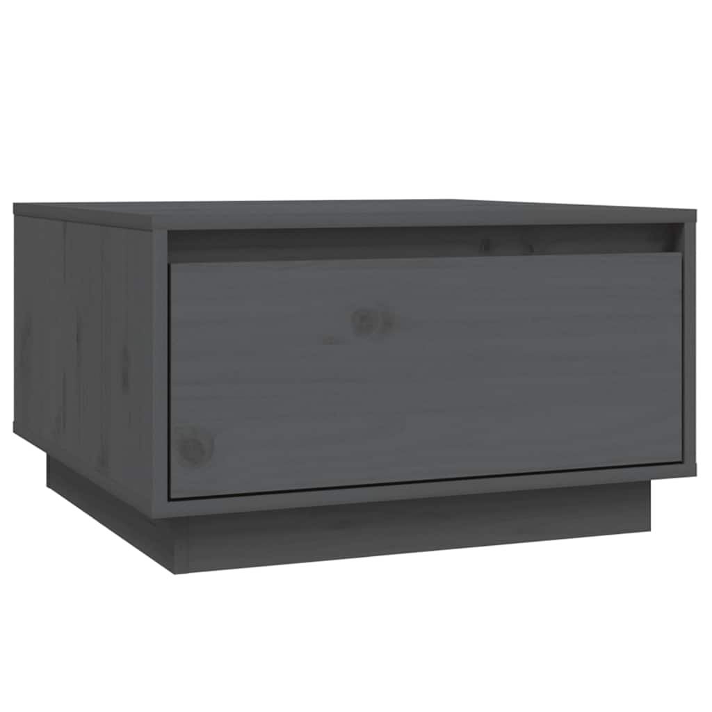 Tavolino da Salotto Grigio 55x56x32 cm Legno Massello di Pino | homemem39