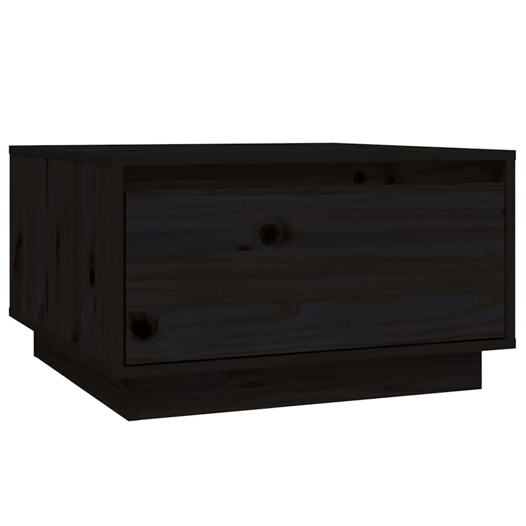 Tavolino da Salotto Nero 55x56x32 cm in Legno Massello di Pino | homemem39