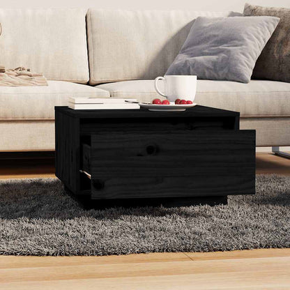 Tavolino da Salotto Nero 55x56x32 cm in Legno Massello di Pino | homemem39