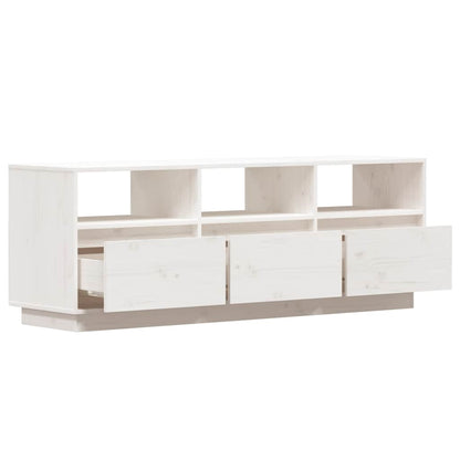 Mobile Porta TV Bianco 140x37x50 cm in Legno Massello di Pino | homemem39