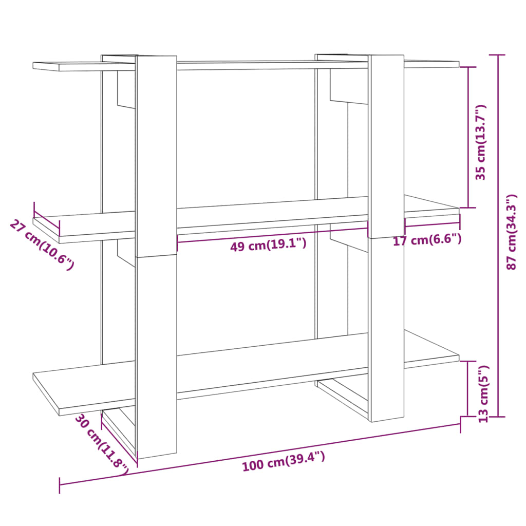 Libreria/Divisorio Bianco Lucido 100x30x87 cm | homemem39