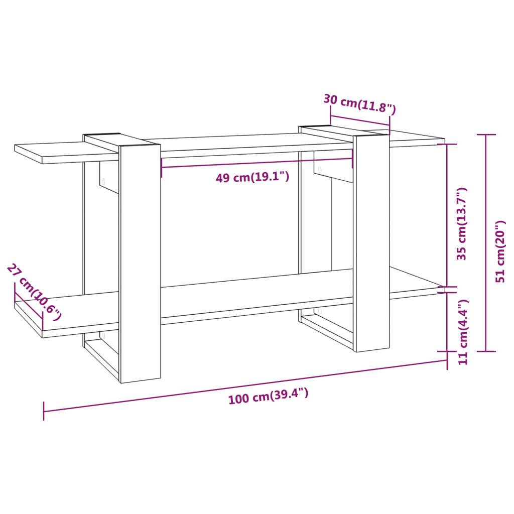 Libreria Grigio Cemento 100x30x51 cm in Legno Multistrato | homemem39