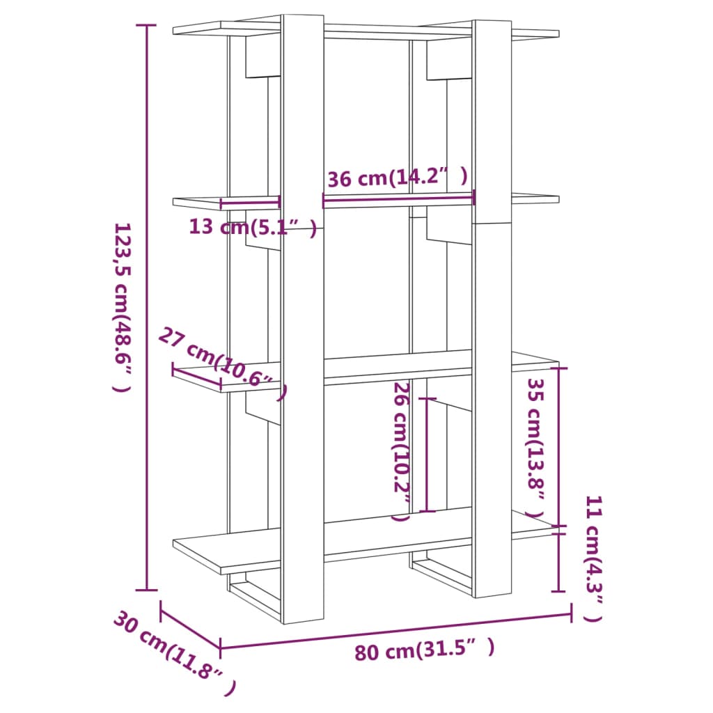 Libreria/Divisorio Nero 80x30x123,5 cm | homemem39