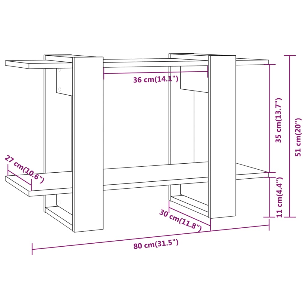 Libreria/Divisorio Nero 80x30x51 cm | homemem39