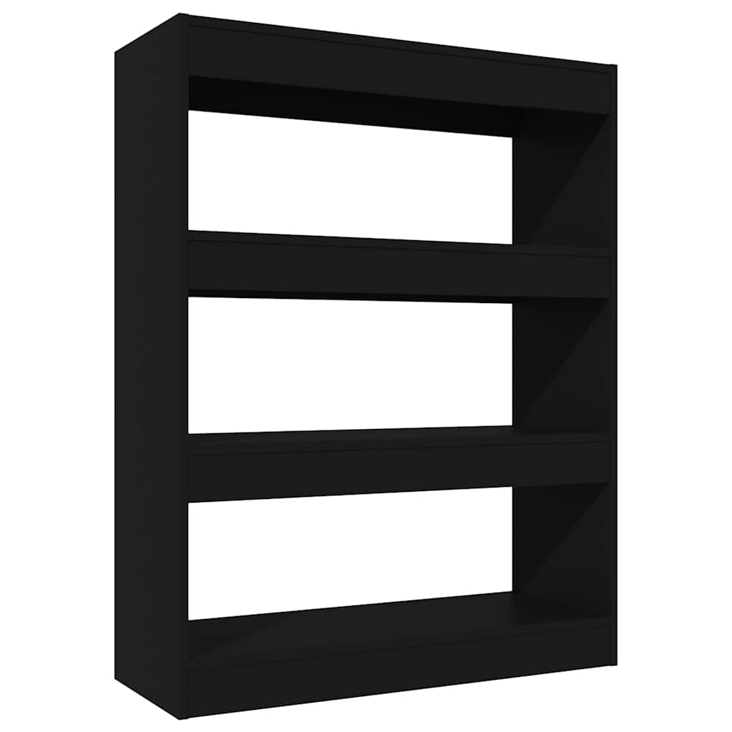 Libreria/Divisorio Nero 80x30x103 cm in Legno Multistrato