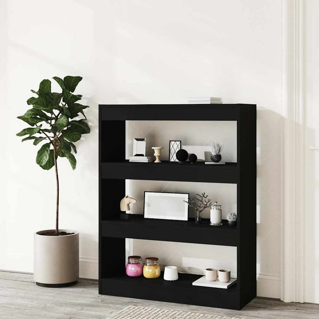 Libreria/Divisorio Nero 80x30x103 cm in Legno Multistrato