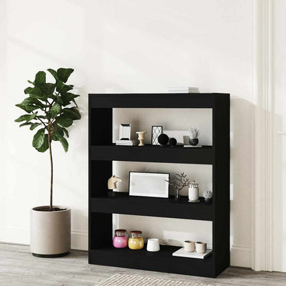 Libreria/Divisorio Nero 80x30x103 cm in Legno Multistrato