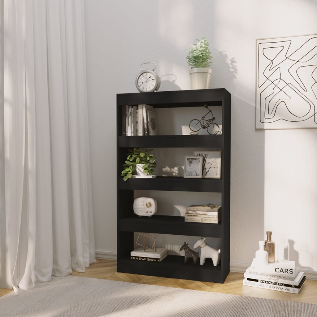 Libreria/Divisorio Nero 80x30x135 cm in Truciolato | homemem39