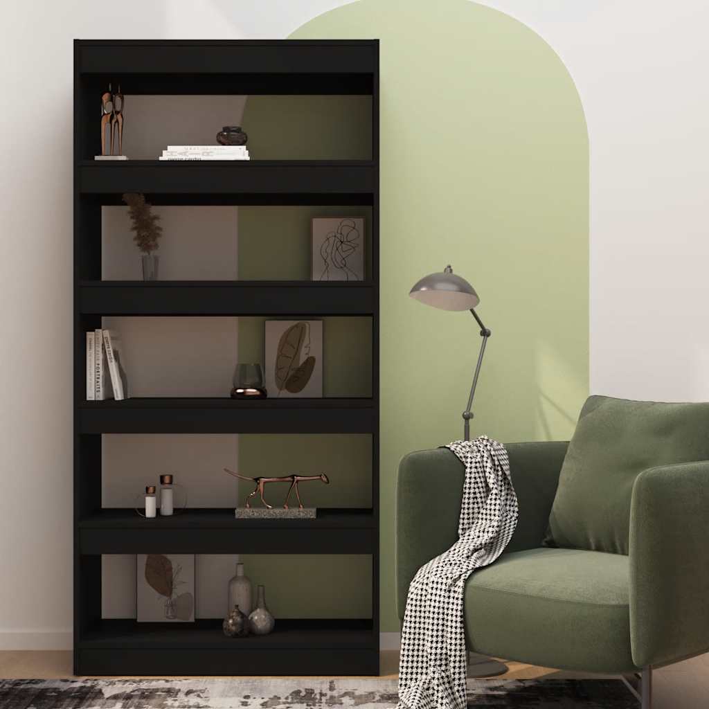 Libreria/Divisorio Nero 80x30x166 cm in Truciolato | homemem39