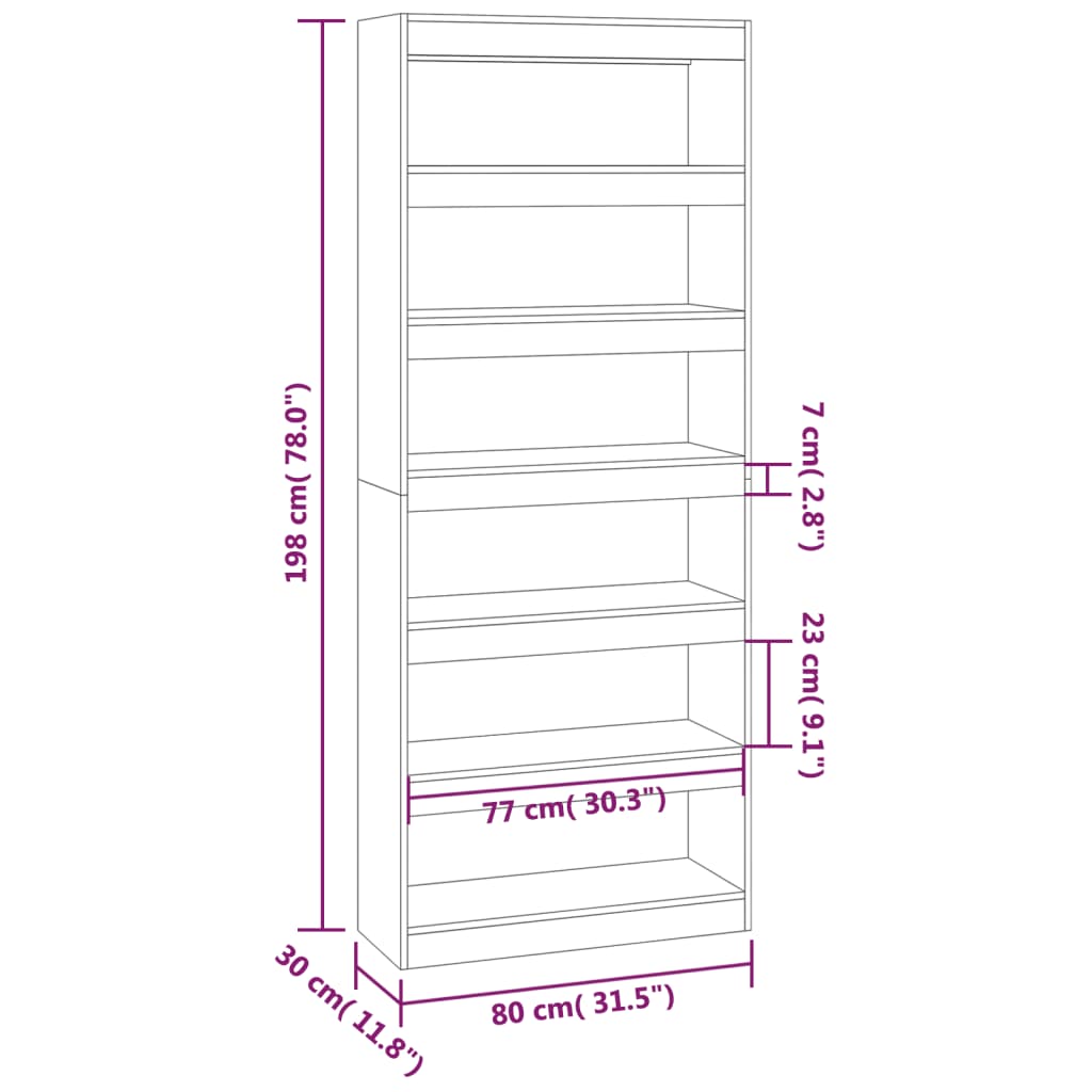 Libreria/Divisorio Grigio Cemento 80x30x198 cm in Truciolato | homemem39