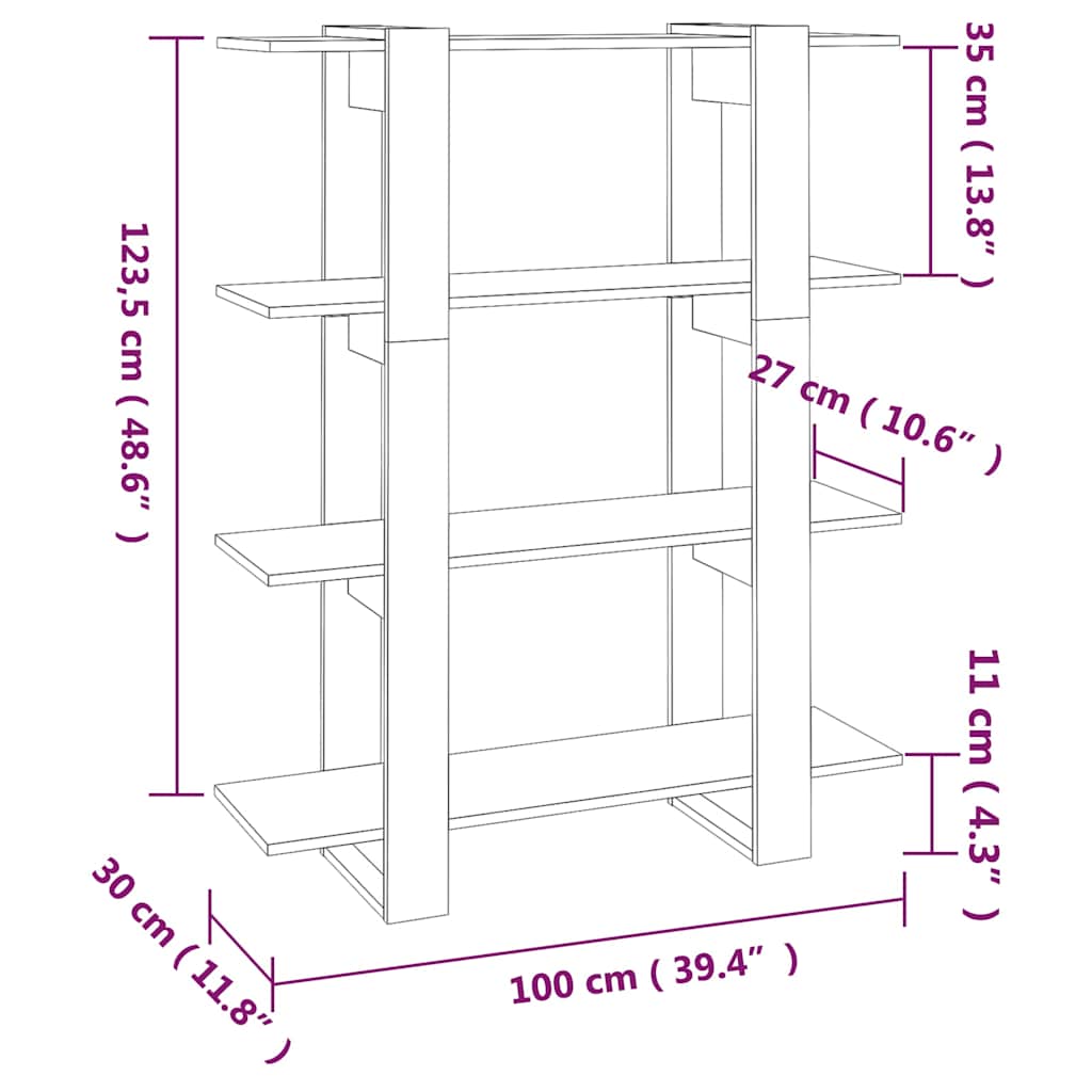 Libreria/Divisorio Rovere Fumo 100x30x123,5 cm