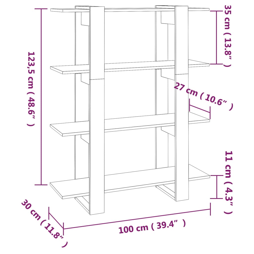 Libreria/Divisorio Grigio Sonoma 100x30x123,5 cm | homemem39